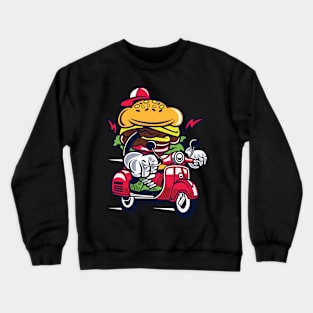 Cool Burger Who Ride Scooter Crewneck Sweatshirt